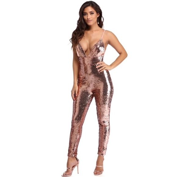 Windsor Other - Rose-gold sequin jumpsuit